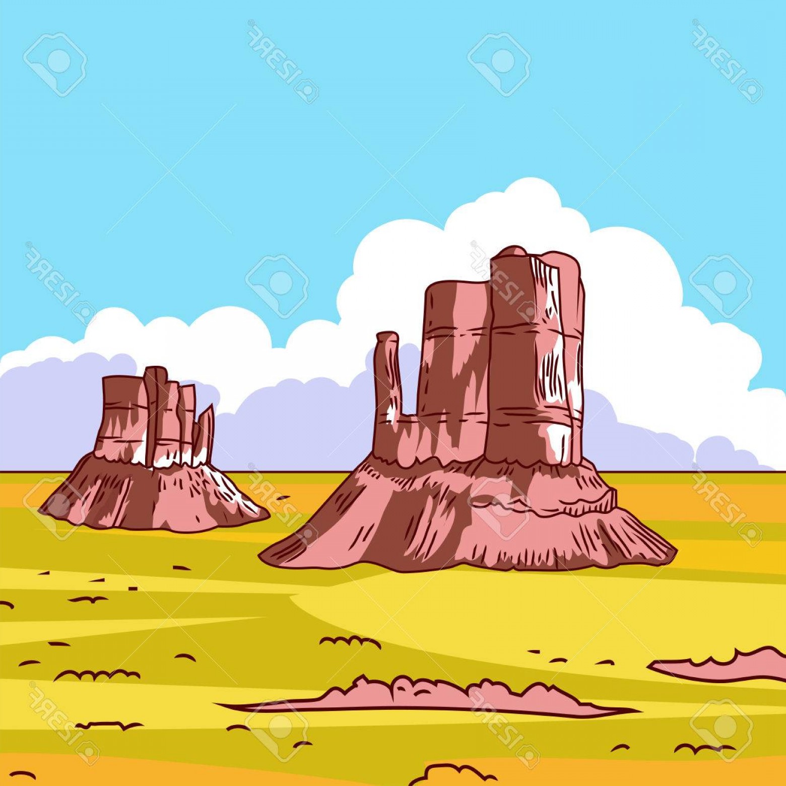 1560x1560 Photostock Vector Cartoon Colorful Desert Landscape With Stones