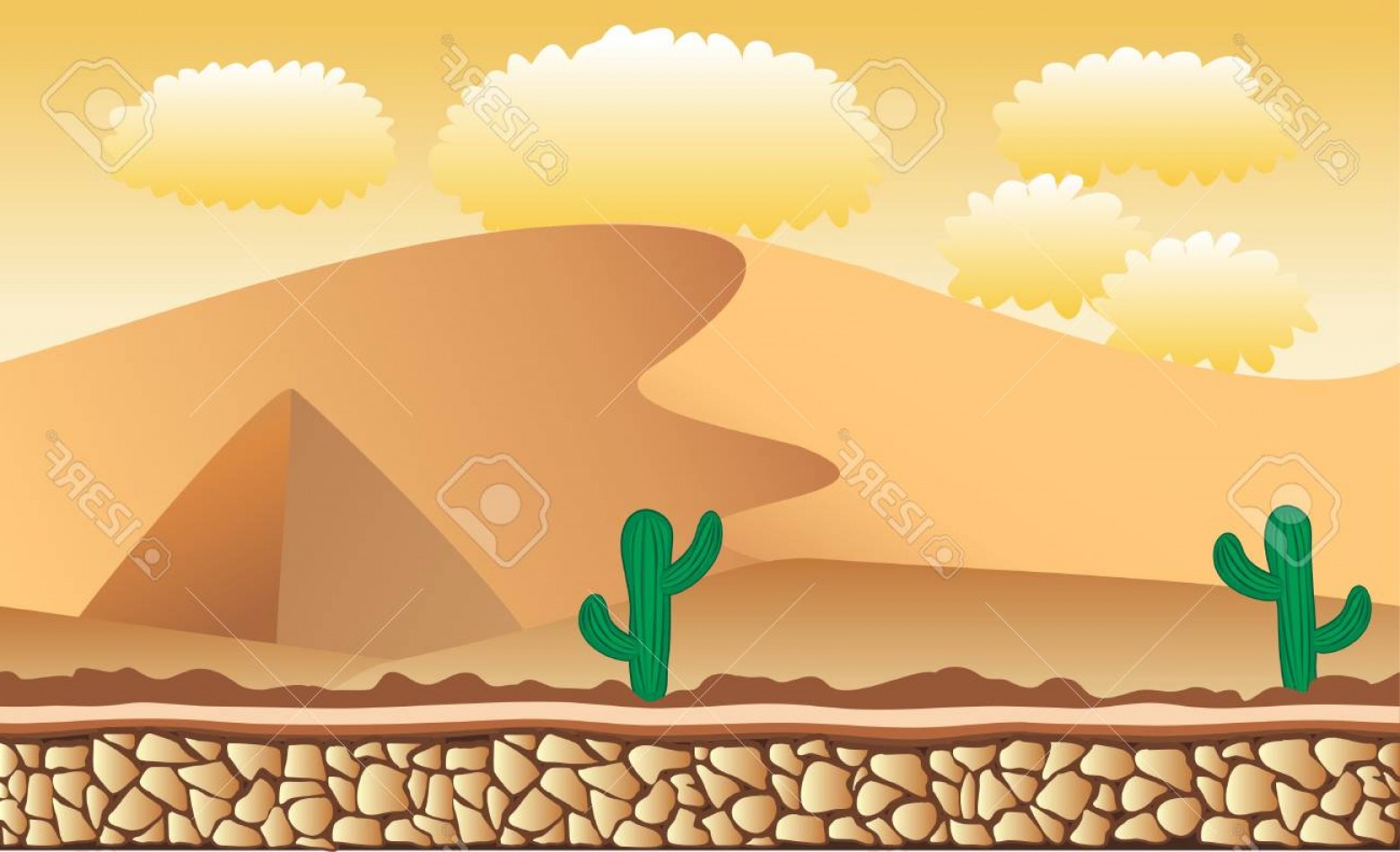 1560x949 Photostock Vector Seamless Desert Landscape Never Ending Vector