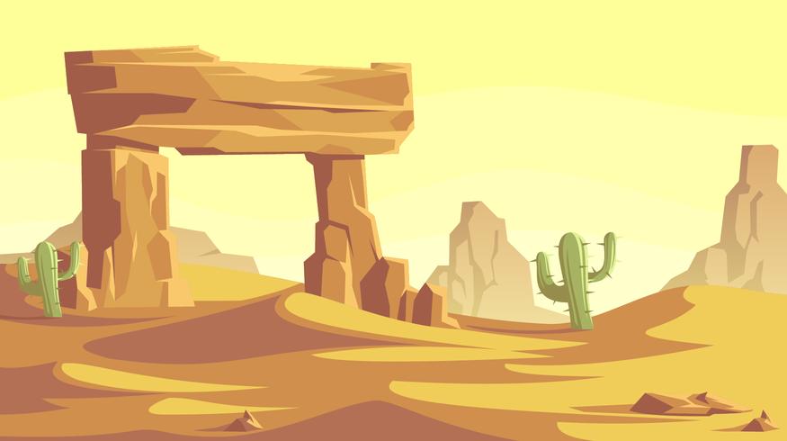 875x490 Stone Gate In The Desert Landscape Vector