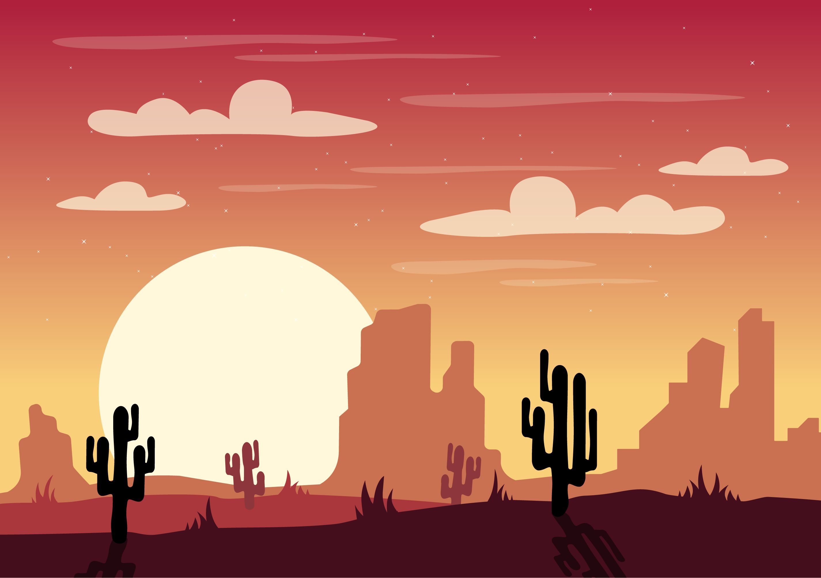 2850x2006 Vector Desert Landscape Illustration Interesting