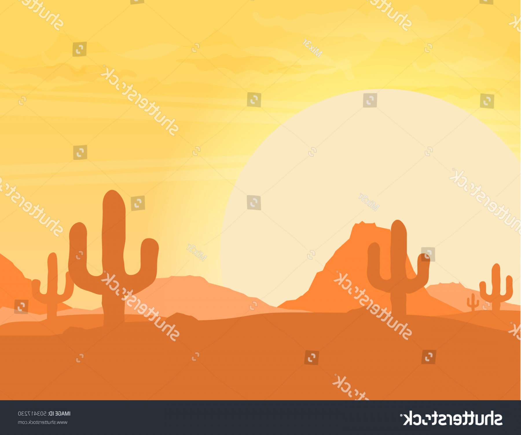 1800x1501 Western Desert Landscape Sunset Vector Illustration Catchsplace