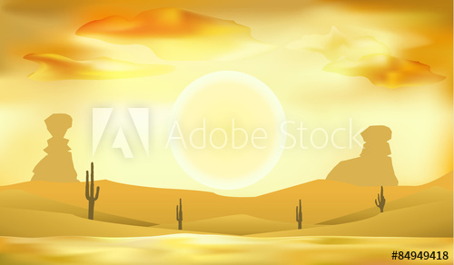 500x292 Desert Landscape Vector Art Illustration Background Of Dunes