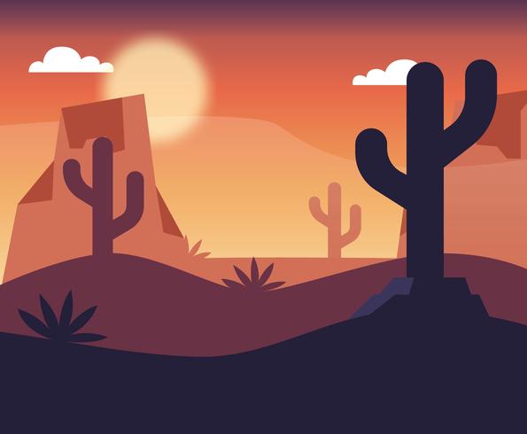 595x490 Desert Landscape Vector Design Stock Images