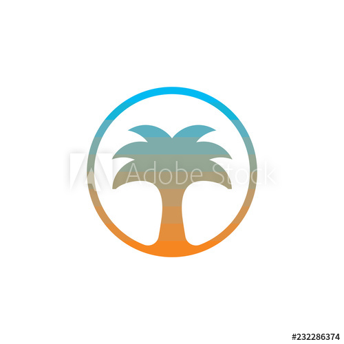 Palm Tree Desert Gradient Logo Vector 500x500 Palm Tree Desert Gradient Logo Vector