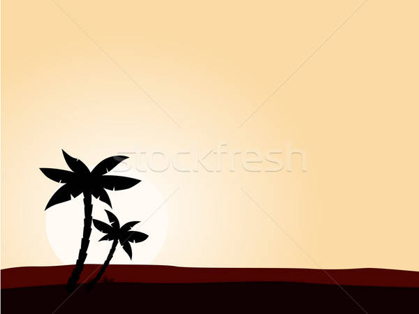 Desert Sunrise Background With Black Palm Tree Silhouette Vector 600x450 Desert Sunrise Background With Black Palm Tree Silhouette Vector