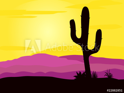 Mexico Desert Sunset With Cactus Plants Silhouette Vector 500x376 Mexico Desert Sunset With Cactus Plants Silhouette Vector