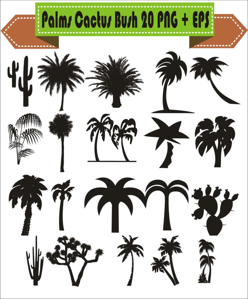 Palm Palms Cactus Bush Tree Desert Pack Silhouette Vector Etsy 794x957 Palm Palms Cactus Bush Tree Desert Pack Silhouette Vector Etsy