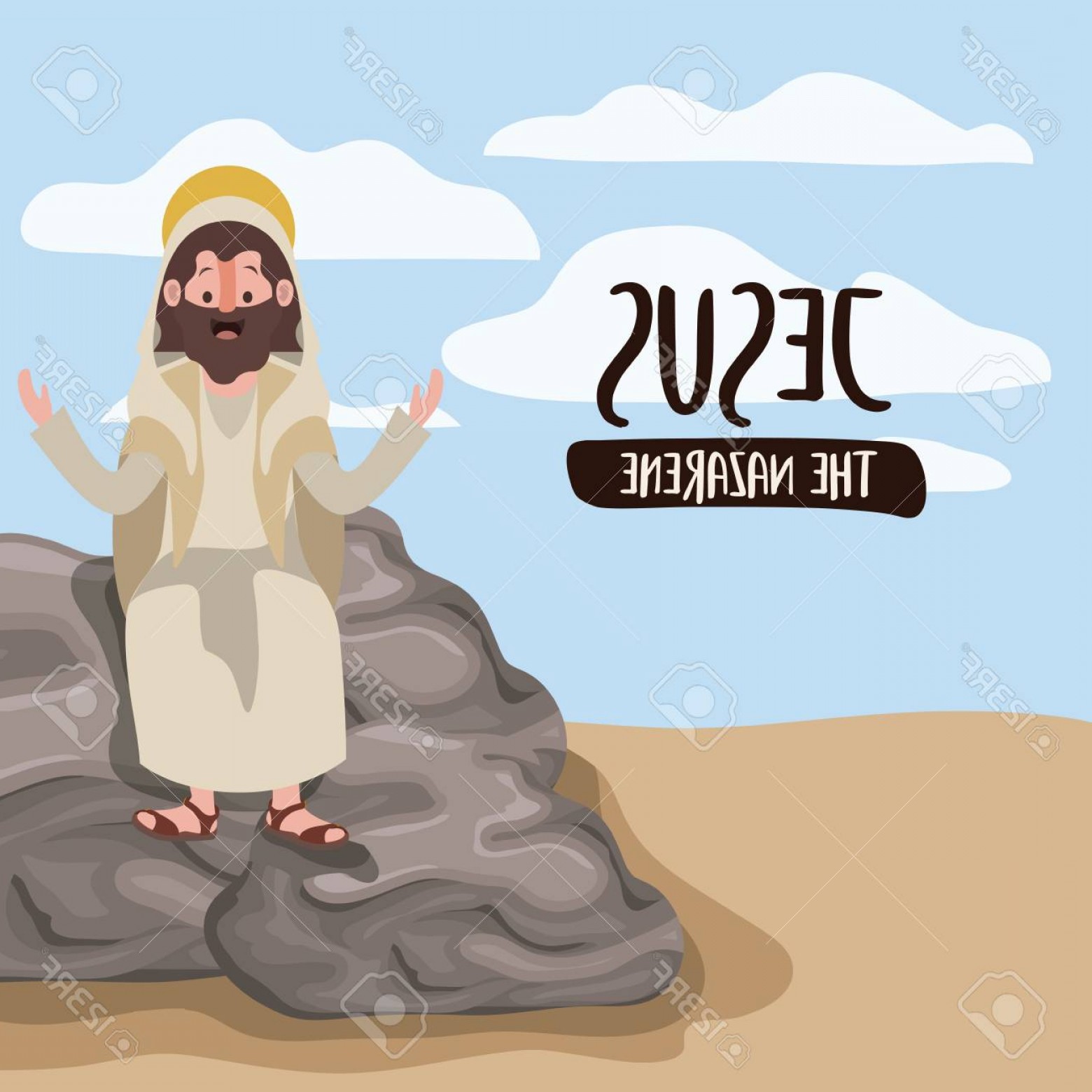 Photostock Vector Jesus The Nazarene In Scene In Desert Sitting 1560x1560 Photostock Vector Jesus The Nazarene In Scene In Desert Sitting