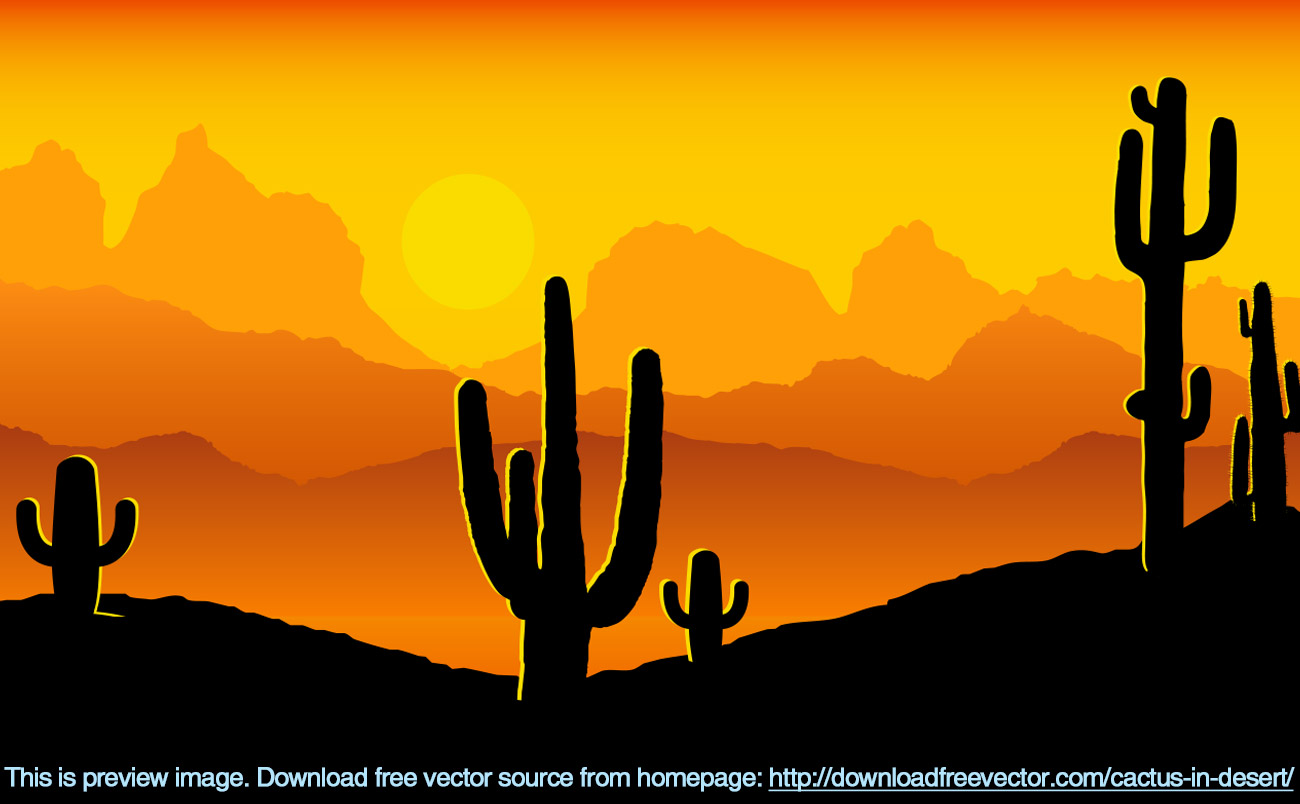 Cactus In Desert Free Vector 1300x804 Cactus In Desert Free Vector