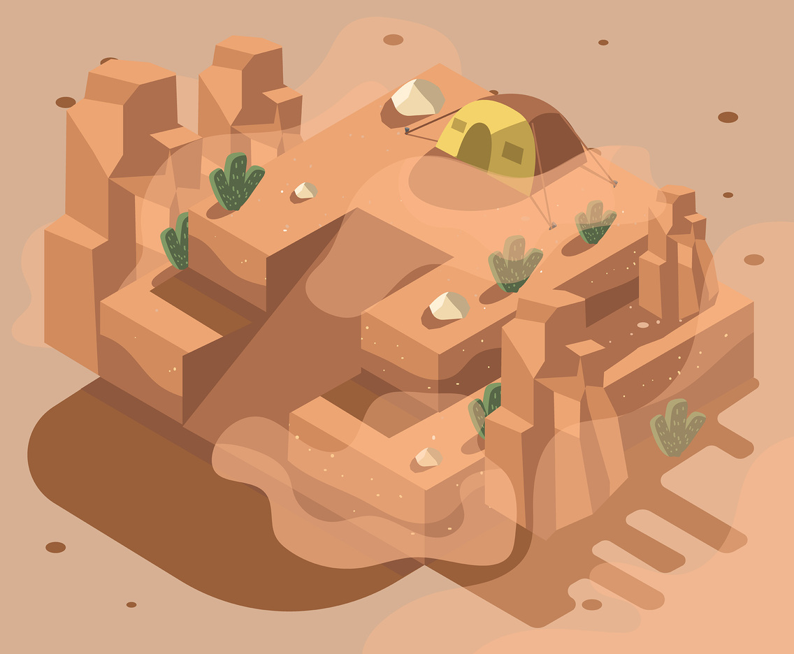 Isometric Desert With Tent Vector Art Graphics 1136x936 Isometric Desert With Tent Vector Art Graphics