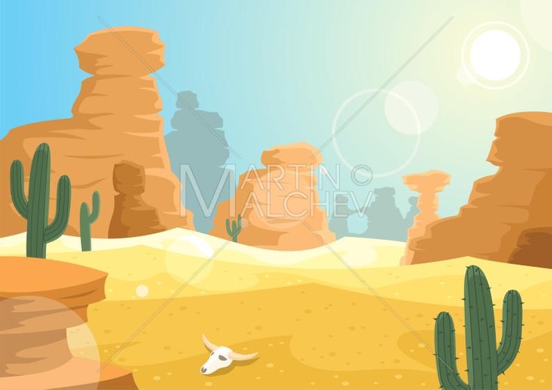 Desert Vector Cartoon Illustration Wilderness American Etsy 794x561 Desert Vector Cartoon Illustration Wilderness American Etsy