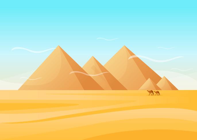 Egypt Pyramids On Desert Vector 686x490 Egypt Pyramids On Desert Vector