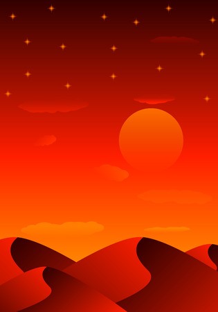 Evening Sandy Desert, Vector Art Illustration Egypt Royalty Free 315x450 Evening Sandy Desert, Vector Art Illustration Egypt Royalty Free