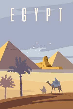 Vector Art Deco Retro Poster The Egyptian Pyramids The Sahara 300x450 Vector Art Deco Retro Poster The Egyptian Pyramids The Sahara