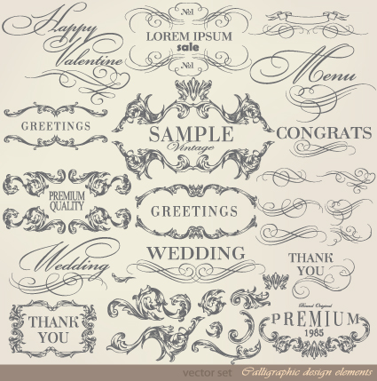 425x429 Retro Calligraphy Design Elements Vector Graphic Free Download