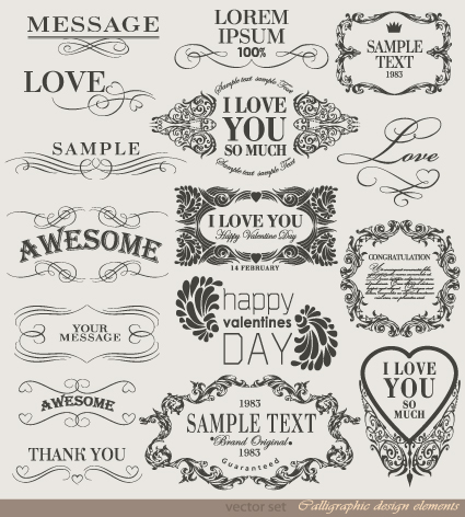 425x472 Retro Calligraphy Design Elements Vector Graphic Free Download