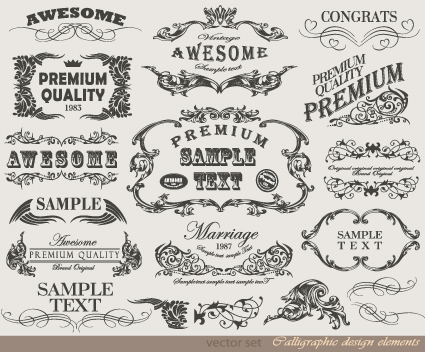 425x352 Retro Calligraphy Design Elements Vector Graphic Free Download
