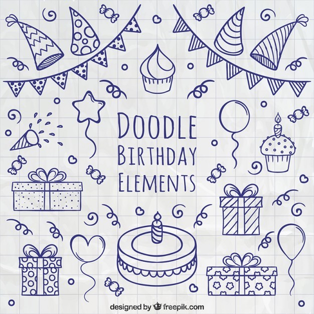626x626 Doodle Birthday Elements Vector Free Download