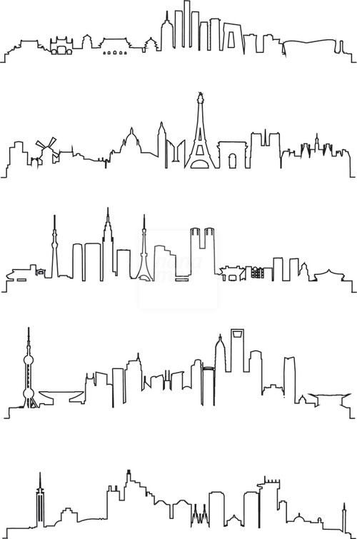 City Line Art Vector Cities 500x755 City Line Art Vector Cities