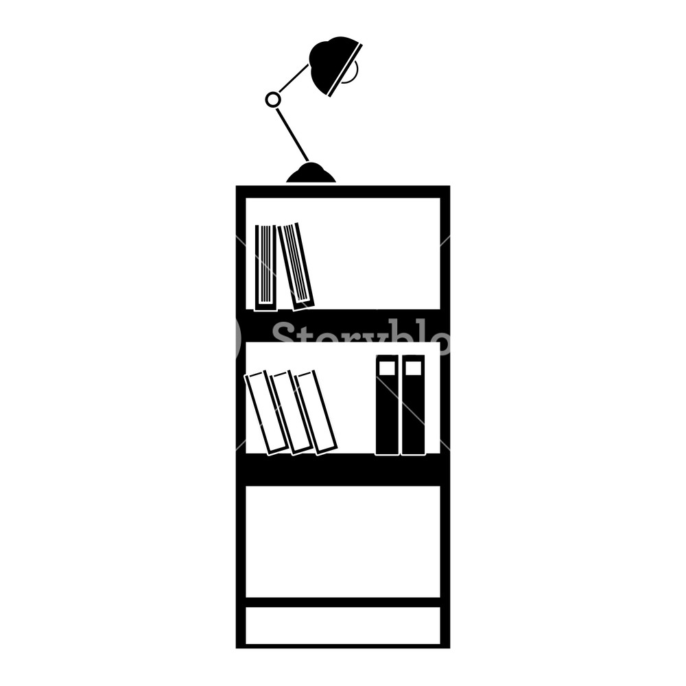 1000x1000 Contour Education Bookcase With Books And Desk Lamp Vector