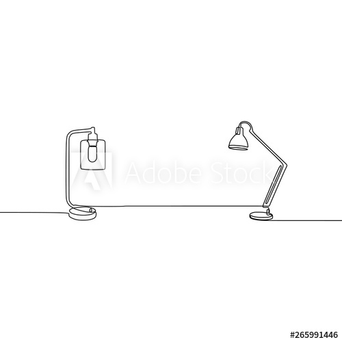 500x500 Desk Lamp And Table Lamp Continuous Line Lamp Vector Outline Set