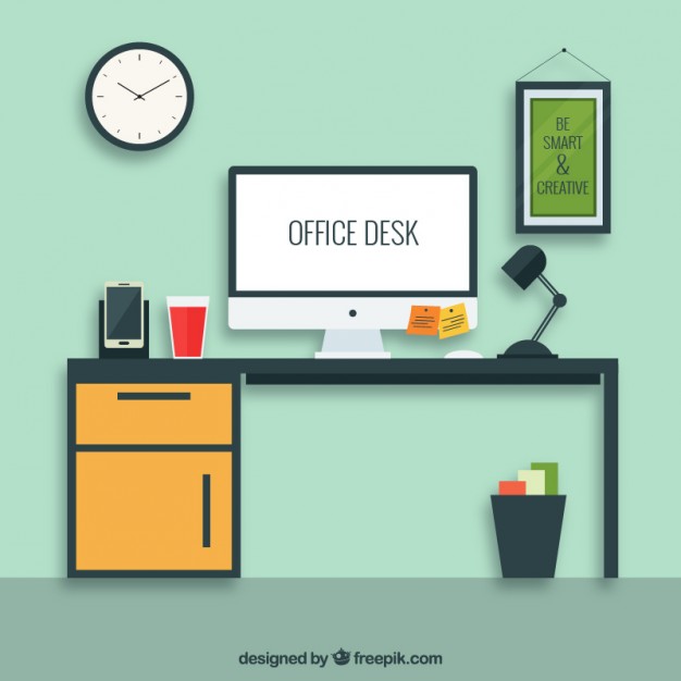 626x626 Office Desk Vector Free Download