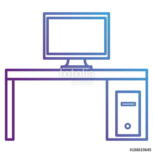 500x500 Monitor Computer In Desk Vector Illustration Design Stock Image