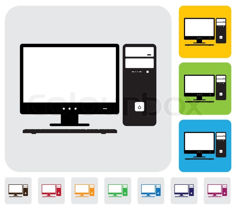 800x710 Desktop Computer Screen, Cpu And Stock Vector Colourbox