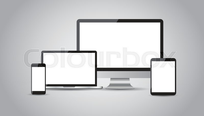 800x457 Realistic Device Flat Icons Stock Vector Colourbox