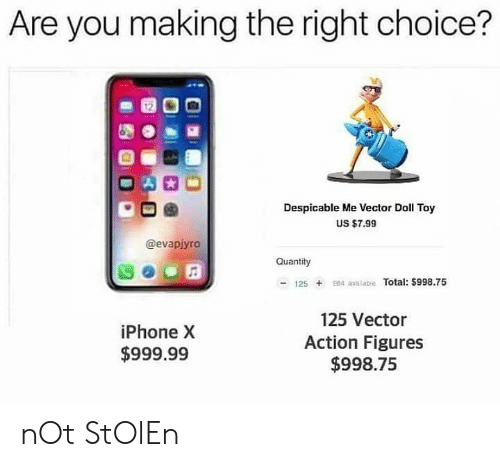 500x467 Are You Making The Right Choice Despicable Me Vector Doll Toy Us