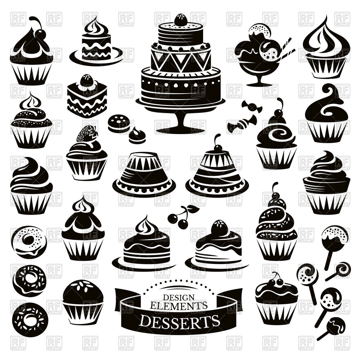 Set Of Desserts Icons 1200x1200 Set Of Desserts Icons