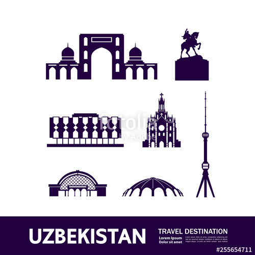 500x500 Uzbekistan Travel Destination Vector Illustration Stock Image