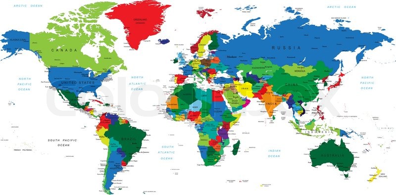 Detailed World Map With Countries, Big Stock Vector Colourbox 800x393 Detailed World Map With Countries, Big Stock Vector Colourbox
