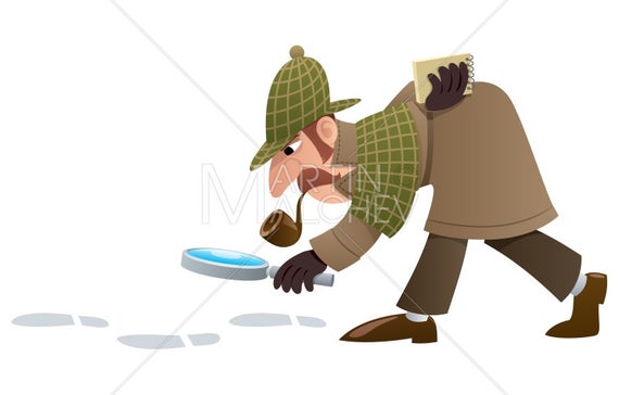 570x364 Detective Vector Cartoon Illustration Investigator Sleuth Etsy