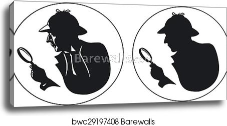 453x252 Detective Vector Silhouette, Canvas Print Barewalls Posters