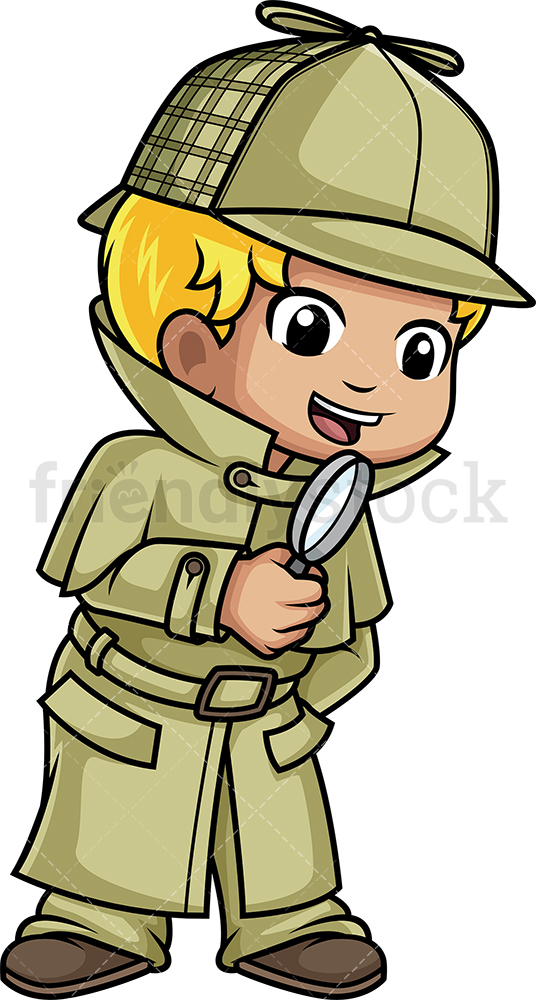 536x1000 Little Boy Detective Cartoon Clipart Vector