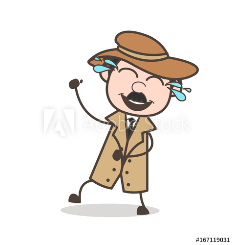 477x500 Cartoon Laughing Funny Detective Vector Illustration