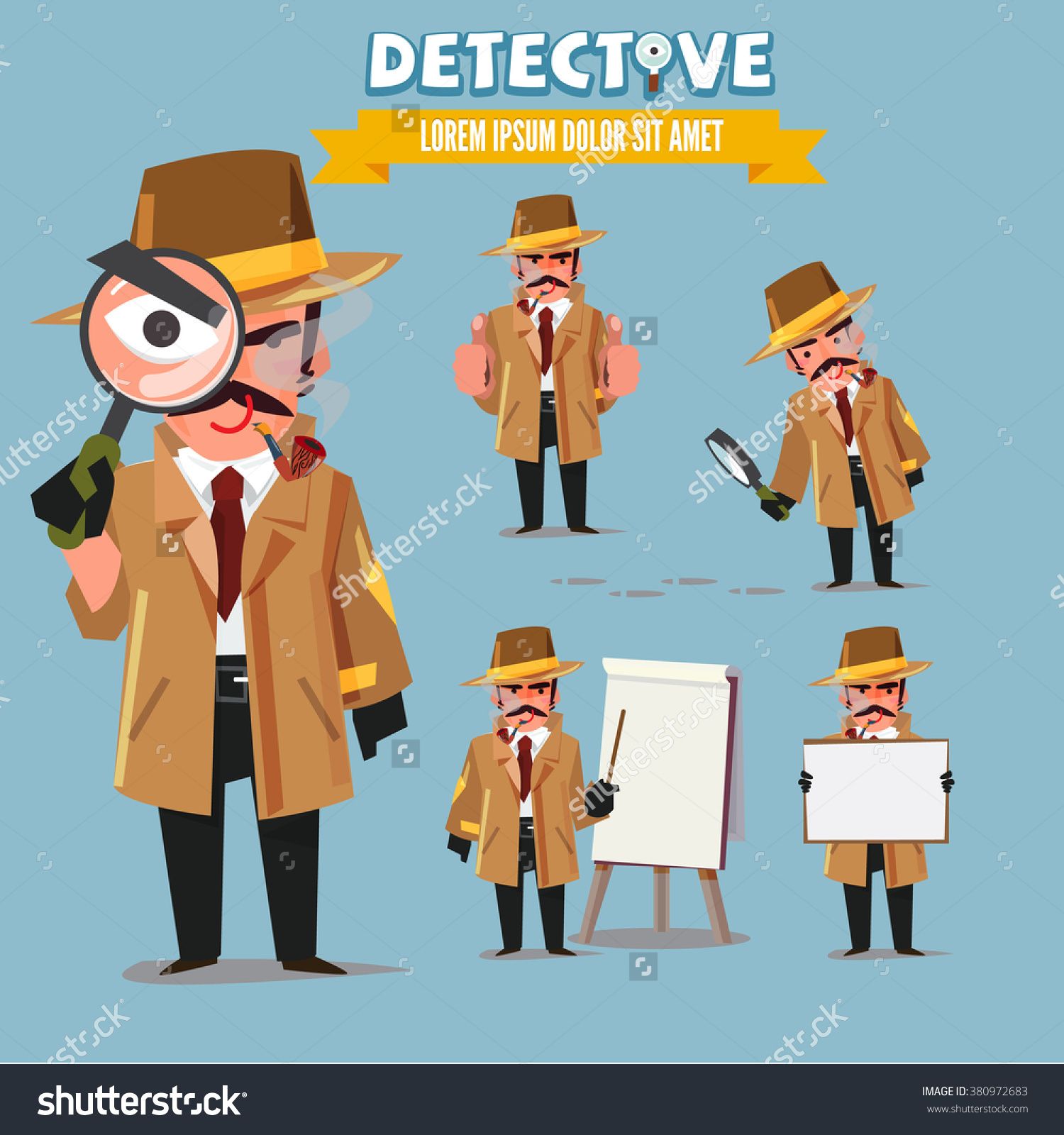 1500x1600 Detective Character Set Character Design With Typographic