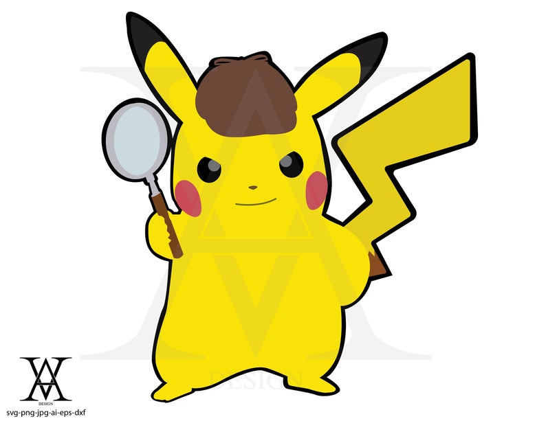794x613 Detective Pikachu Pokemon Clipart Vector Instant Download Etsy