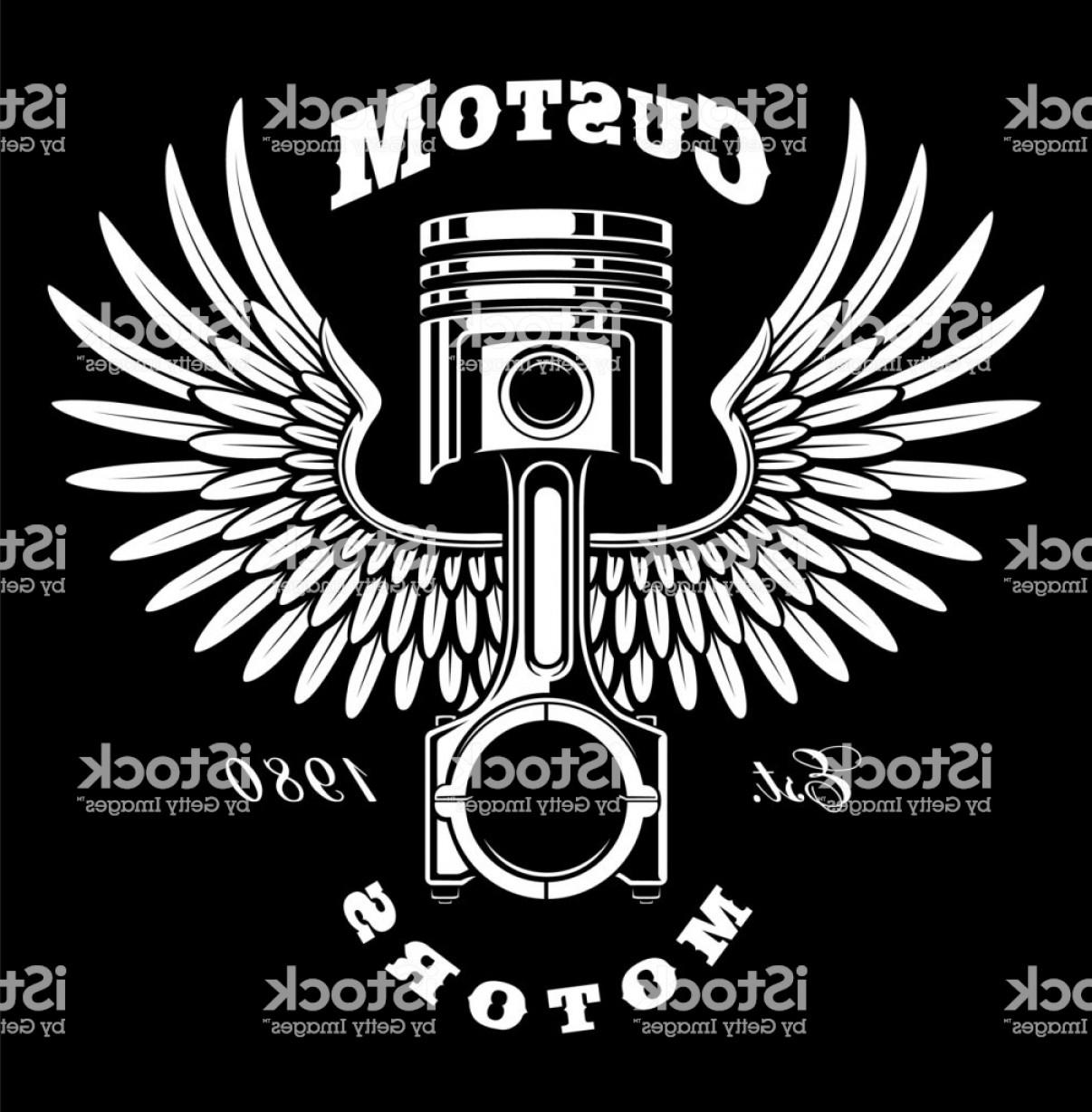 1206x1228 Vintage Piston With Wings On Dark Background Gm Studiogrfx