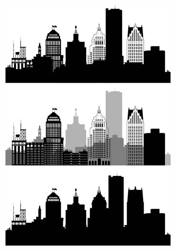 Detroit Skyline Silhouette Vector at Vectorified.com | Collection of ...