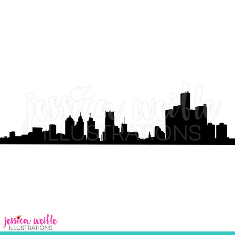 794x794 Detroit Skyline Silhouette Digital Clipart Detroit Clip Art Etsy