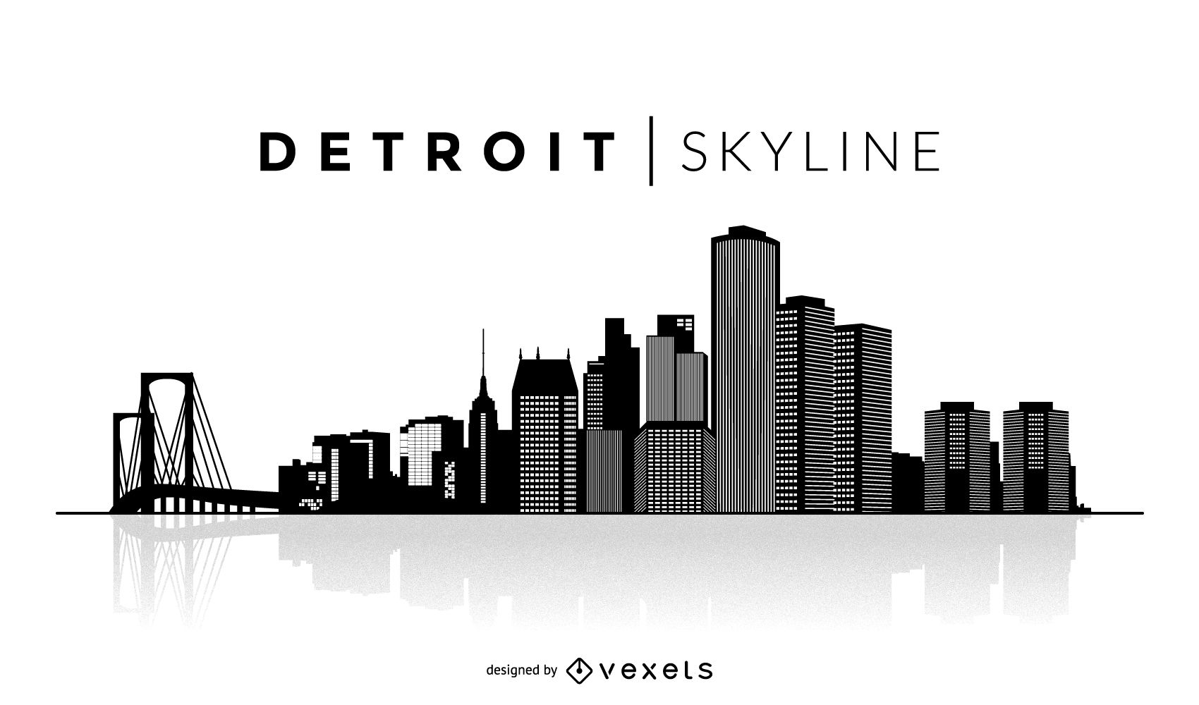 Detroit Skyline Silhouette Vector at Vectorified.com | Collection of ...