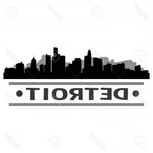 300x300 Stock Vector Detroit Skyline Reflected With Blue Sunburst Vector
