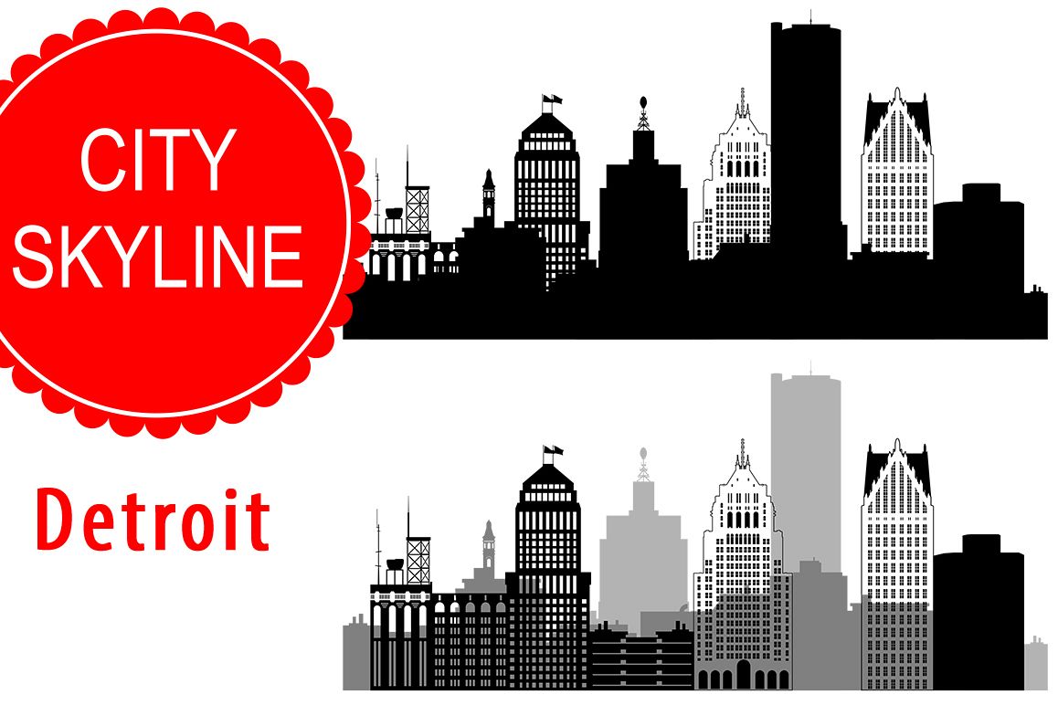 1158x772 Detroit Vector, Michigan Skyline Usa City, Png, Dwg