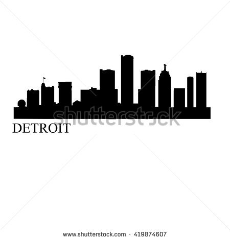 450x470 Detroit Skyline Silhouette Vector