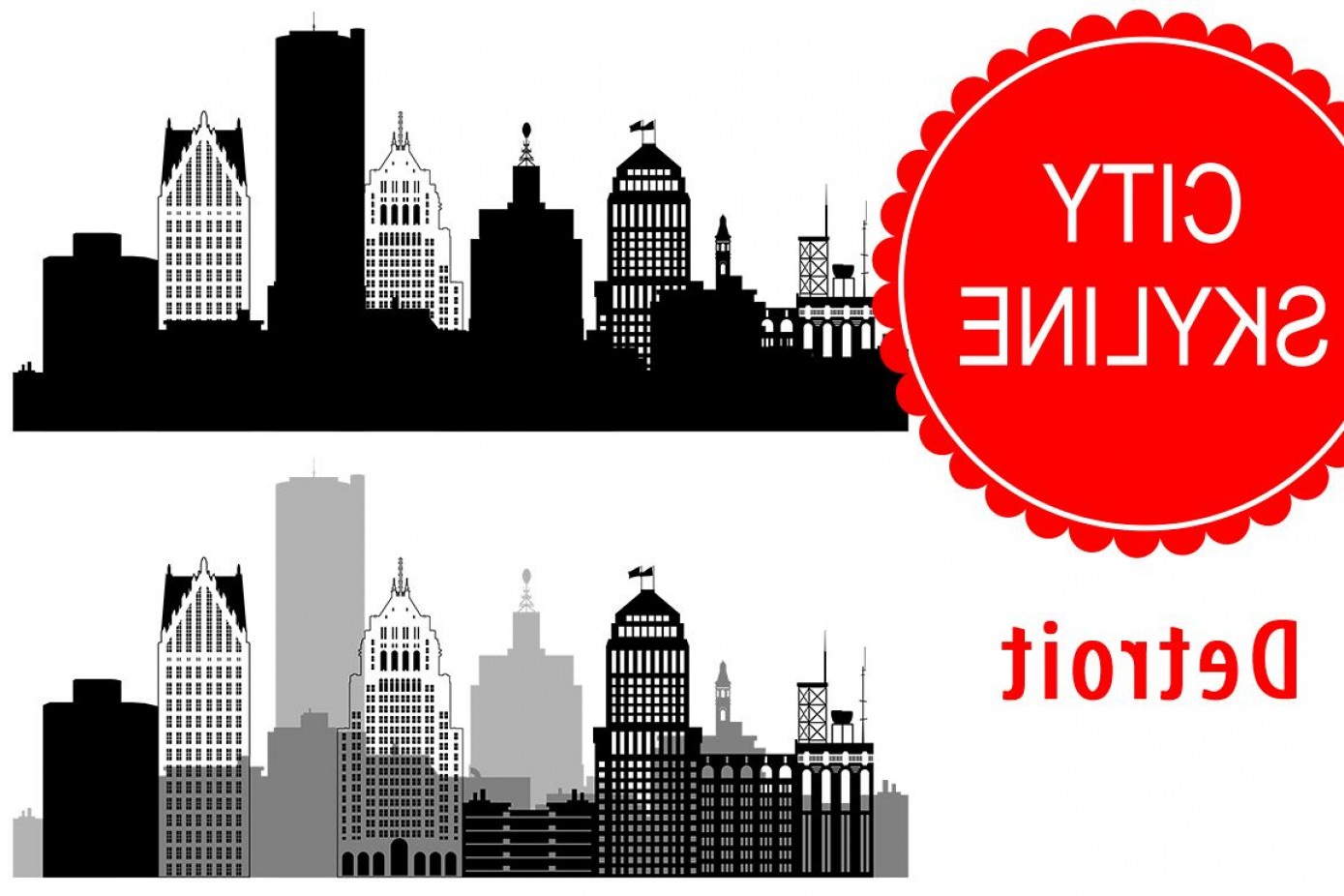 1389x926 Detroit Vector Michigan Skyline Usa City Png Dwg Cdr