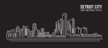 450x200 Cityscape Building Line Art Vector Illustration Design