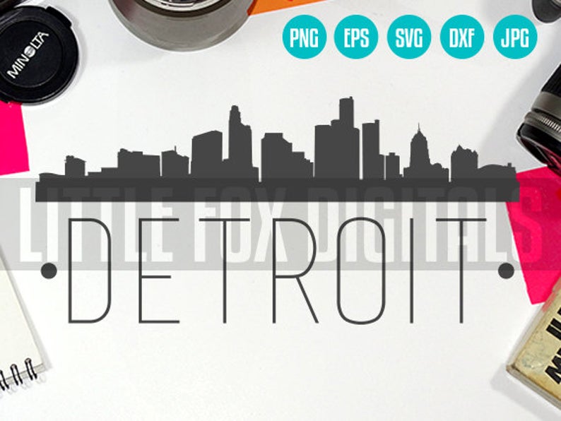 794x596 Vector Detroit Michigan Usa Skyline City East Etsy