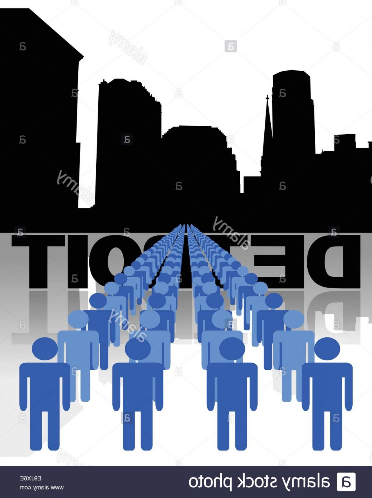 1248x1668 Stock Photo Lines Of People With Detroit Skyline Vector